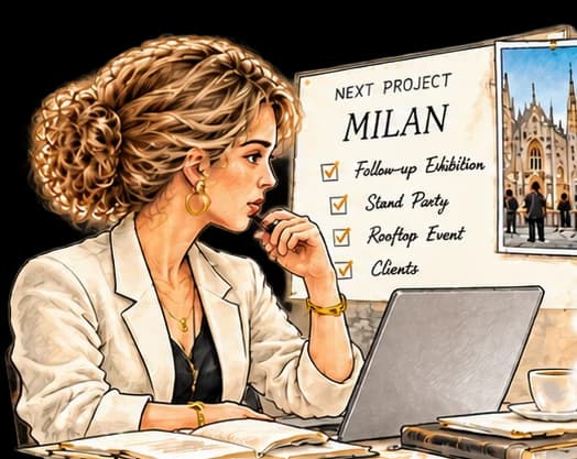 Planning board for the next project in Milan.