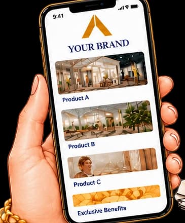 Phone showing brand product news and exclusive benefits.
